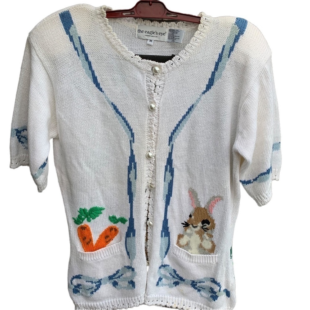 Vintage Eagle’s Eye Bunny Rabbit Cardigan Sweater Medium